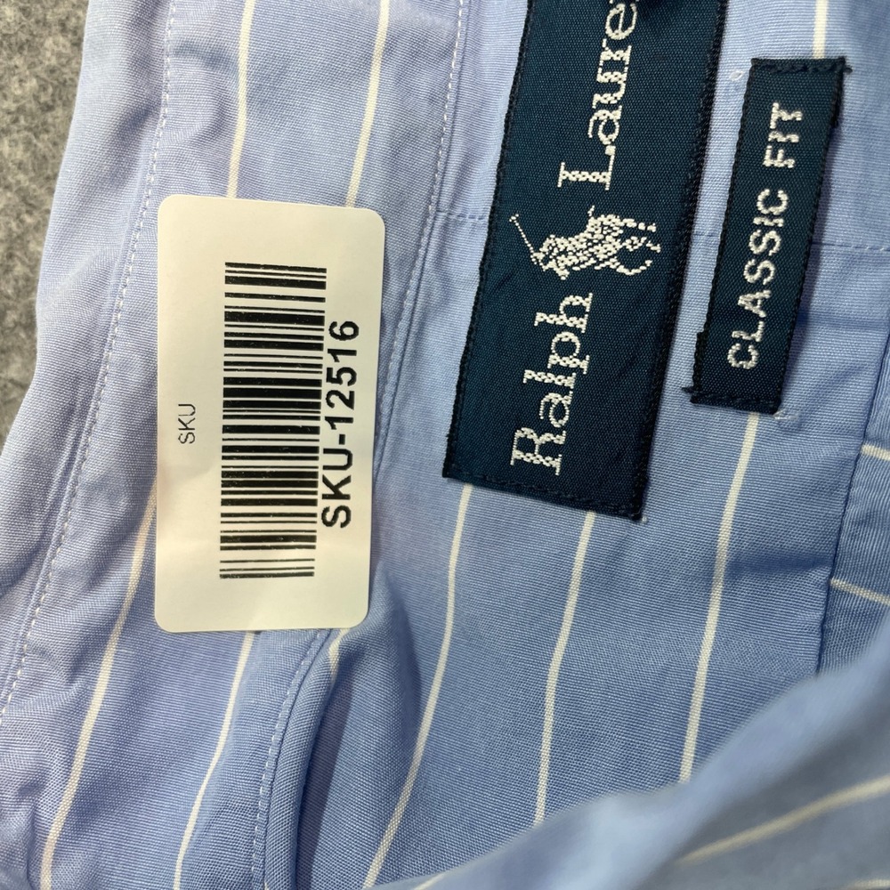 Ralph Lauren Mens Button Down Shirt XXL Blue Striped Short Sleeve Classic Fit - Picture 13 of 13
